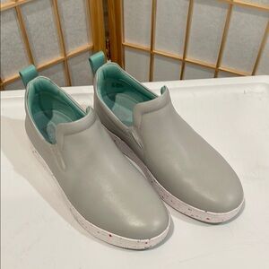 FitFlop NWT Rally Speckle Sole Leather Slip On Trainers Soft Grey Mix W7 EU38